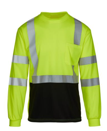 Hi-Viz Moisture Wicking Black Bottom Long Sleeve Shirt